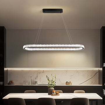 Linterna Colgante para Comedor, Luz de Mesa con LED, Lámpara Suspendida para Sala de Estar y Cocina, Diseño Ovalado Moderno, Araña para Oficina o Café