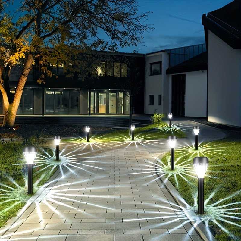 10pcs Luces Solares Exteriores LED para Caminos con Patrón de Cascada Elíptica, Superficie Pulida ABS, Encendido/Apagado Automático - Luces Duraderas para Jardín, Césped, Patio y Senderos - Iluminación Solar para Paisajes, Luces Solares para Exteriores