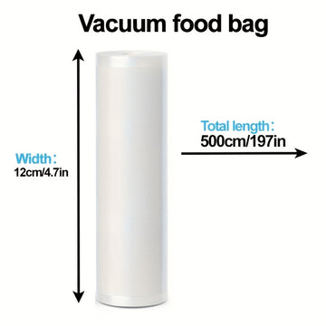 1 Rollo de 5M de Envoltura de Alimentos con Sellado de Vacío - Tamaños Variados para Carne Fresca, Mariscos y Verduras | Fácil de Cortar y Sellar, Un Artículo Esencial para el Almacenamiento de Alimentos, Bolsas de Conservación de Alimentos con Envoltura