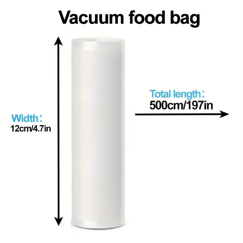 1 Rollo de 5M de Envoltura de Alimentos con Sellado de Vacío - Tamaños Variados para Carne Fresca, Mariscos y Verduras | Fácil de Cortar y Sellar, Un Artículo Esencial para el Almacenamiento de Alimentos, Bolsas de Conservación de Alimentos con Envoltura