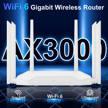 Roteador AX3000 WiFi 6 de YLEEGS, con Gigabit Ethernet, doble banda 5G/2.4G, amplia cobertura, conexión ininterrumpida, sin bloqueos, fácil visualización para juegos, oficina y entretenimiento, enchufe de EE. UU., 110V/220V, sin batería, antena incluida,