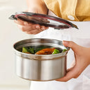 1 Juego de 3 Contenedores de Conservación de Alimentos, A Prueba de Fugas, Reutilizables de Acero Inoxidable con Tapas, Adecuados para Tazones Sellados, Cajas de Almacenamiento de Alimentos Frescos y Cajas de Bento