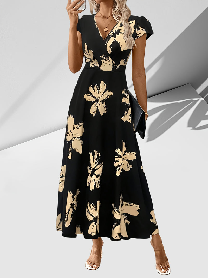 Vestido con escote en V profundo y corte en la cintura
