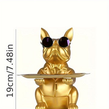 1pc Organizador de Llaves con Diseño de Perro Cartoon - Decoración para Mesa de Entrada en Resina con Gafas y Llavero, Uso Interior/Exterior, Sin Necesidad de Electricidad, Regalo Único para Hogar o Oficina