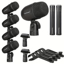 Kit de Micrófono Dinámico con Cable DEPUSHENG 7pcs - para Bajo/Tom/Snare/Hi-hat Cymbals, Soportes y Clips Roscados