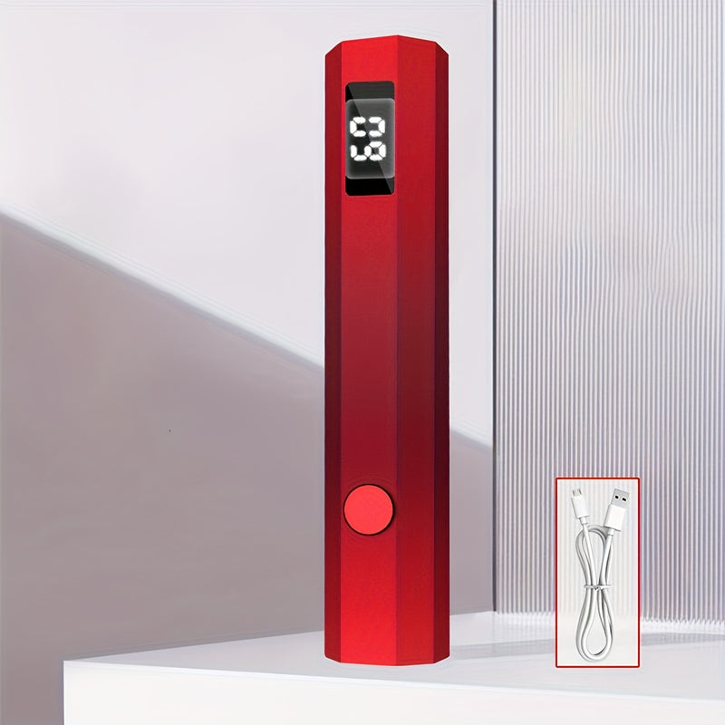 Secador de Uñas LED Portátil - Curado Rápido, Recargable, Pantalla Digital, Accesorio para Taladro Pegajoso, Diseño Ergonómico para Hogar y Salón, Carga USB, Opciones en Blanco y Dorado