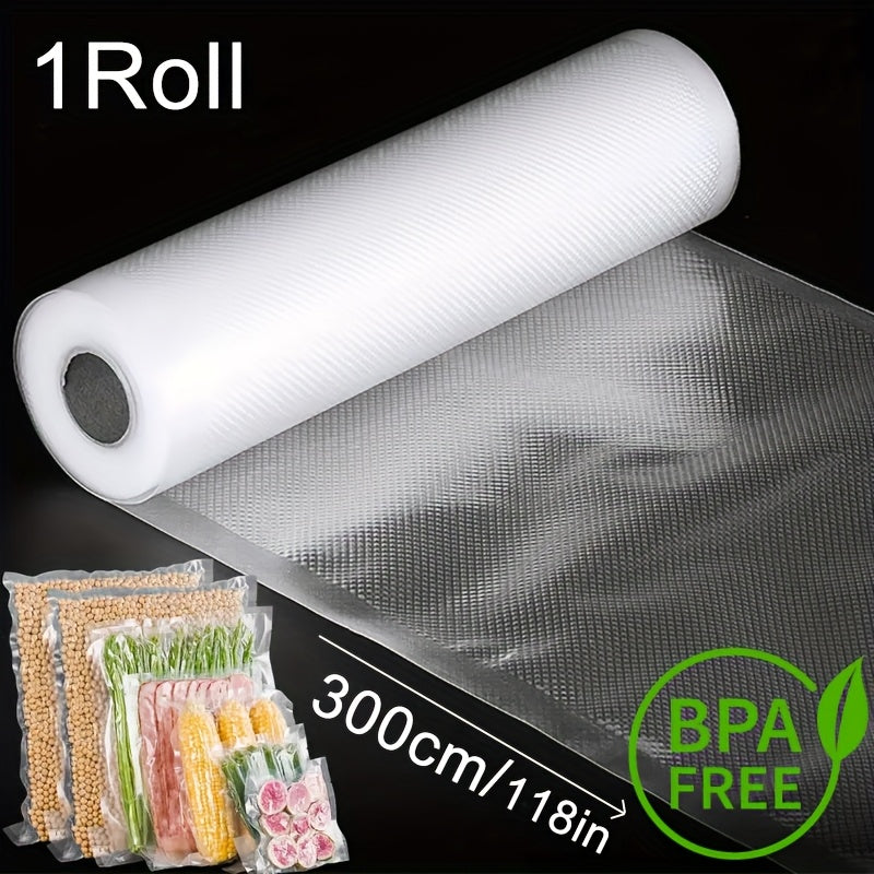 1 rollo de bolsas al vacío para alimentos de 3m, libres de bisfenol A - bolsas de almacenamiento selladas al vacío, adecuadas para comida cocinada, bistecs, etc. - Bolsas de cocina a baja temperatura compatibles con la mayoría de máquinas de sellado al v