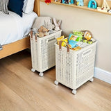 1pc Cesta de Almacenamiento Plegable Grande con Ruedas - Organizador Colapsable con Asas, Diseño Ahorrador de Espacio, Portátil para Armario, Baño, Cocina, Lavandería y Spa - Ideal para Hogar, Oficina, Hotel, Organización de Ropa, Construcción Duradera,