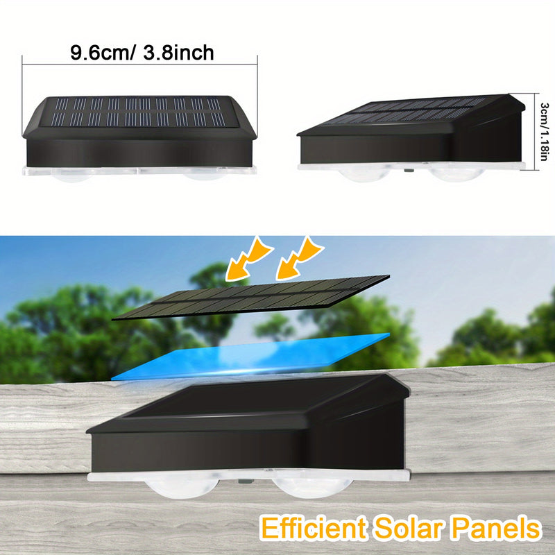 4/2 Paquetes de Luces Solares para Vallas, Luces Solares para Vallas de 8 Colores con 9 Modos de Iluminación, Luces Solares para Paredes Exteriores, Luces para Barcos con IP44, Luces Solares para Jardín con Encendido/Apagado Automático para Patio, Barand