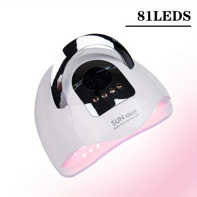 Lámpara de uñas LED 2024, máquina de secado de uñas con 81 cuentas LED y temporizador de 4 niveles, sensor automático, herramienta de arte de manicura para uso doméstico en salones de uñas para principiantes, enchufe estándar de EE. UU.