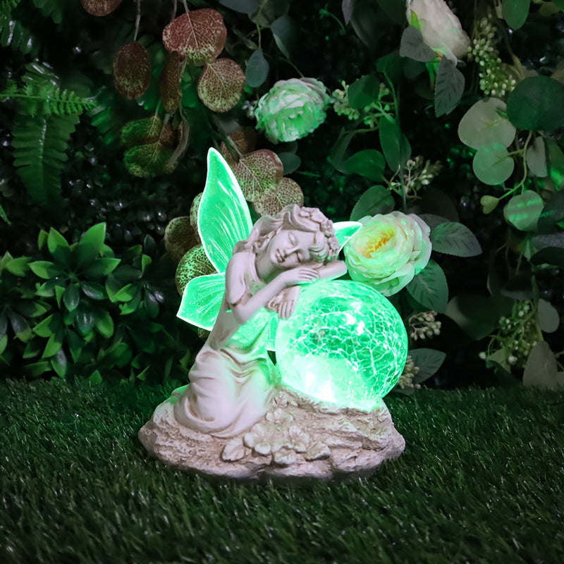 Luces Solares de Jardín Ángel Elegantes: Diseño Sagrado con Cambio de Colores, Regalo Perfecto para Ancianos