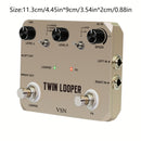 Pedal de Guitarra Eléctrica Twin Looper - Grabación de 10 Minutos, True Bypass, Sonido Analógico con 11 Efectos, Reproducción Inversa y Control de Movimiento Lento