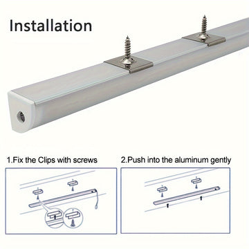 Canaleta de aluminio en forma de V para tiras LED, 10 piezas, difusor de luz, duradero, eficiente energéticamente, incluye cubierta protectora de PC y clips de montaje, para decoración del hogar e instalación de luces lineales