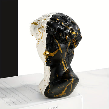 1 Pieza de Busto Abstracto de David en Resina - Diseño Dividido con Mármol Dorado y , Decoración Moderna para Sala u Oficina, Adorno Contemporáneo para Bodas, Artesanía Artística, Arte Decorativo, Regalo Ideal