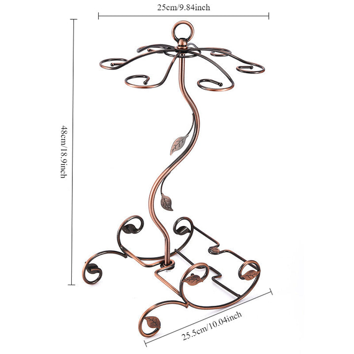 1pc Estante de Vino al Estilo Francés Vintage con Soporte para Copas - Elegante Exhibidor de Hierro para Encimera de Cocina y Comedor