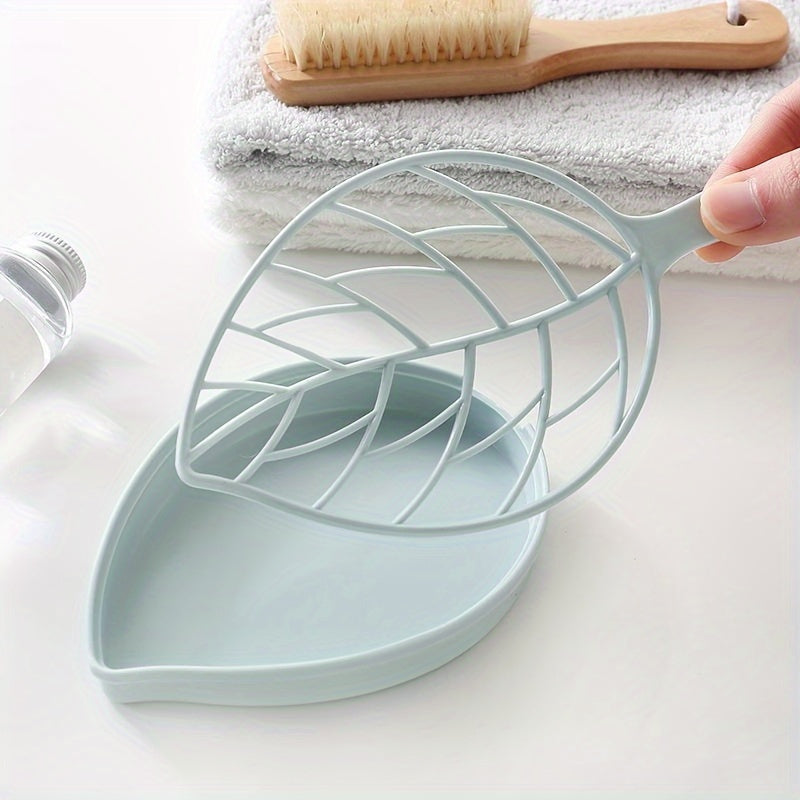 Jabonera con Forma de Hoja y Bandeja de Drenaje - Plástico Duradero, Perfecta para la Organización y Decoración del Baño