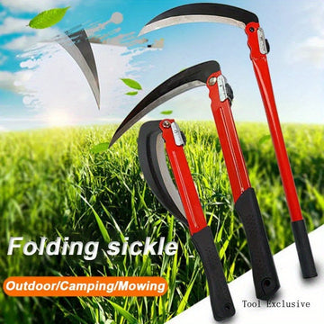 Machete Plegable de Acero Manganeso para Trabajo Pesado - Herramienta de Jardín Manual con Mango Largo y Agarre Ergonómico, Diseño Portátil Plegable para Deshierbe, Corte de Césped, Leña y Camping al Aire Libre