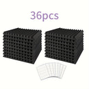 Juego de 36 Paneles de Espuma Acústica para Estudio - Cuñas Incombustibles para Aislamiento Acústico con Adhesivo Doble Cara, Ideales para Hogar, Oficina y Espacios de Grabación - 1" x 12" x 12