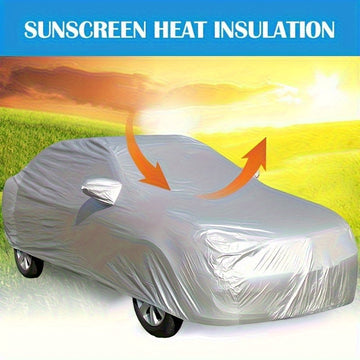 1pc Cubierta Universal para Coche Impermeable - Resistente a UV, Antilluvia, Antipolvo, Antineve, Material PEVA Duradero en Altas Temperaturas, Protección Todo-Tiempo, Apariencia Plateada, Accesorios de Coche, Funda para Auto