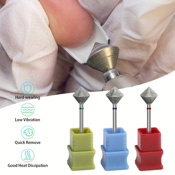 Pieza de molienda en forma de rombo para cuidado de pies y máquinas de uñas, diseñada para lijado de grosor de uñas y tratamientos de belleza