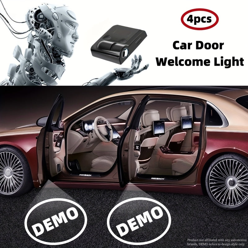 4 piezas de Luces de Bienvenida para Puertas de Coche con Proyección de Logotipo al Estilo OEM, Proyector de Logotipo Inspirado en Equipo Original, Proyección de Logotipo HD, Fácil Instalación - Compatibilidad Universal para Vehículos