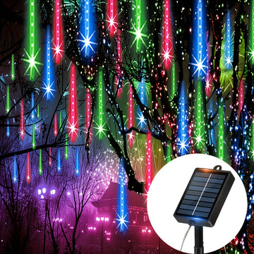 Luces Solares de Lluvia Meteórica Loyyz para Exteriores - Decoración de Jardín con Panel Solar, IPX4 Alta Calidad, Efecto Cielo Estrellado, LED Eficiente en Energía, Ideal para Bodas, Pascua, Ramadán, Patio o Techo - Iluminación Festiva y Decoraciones So