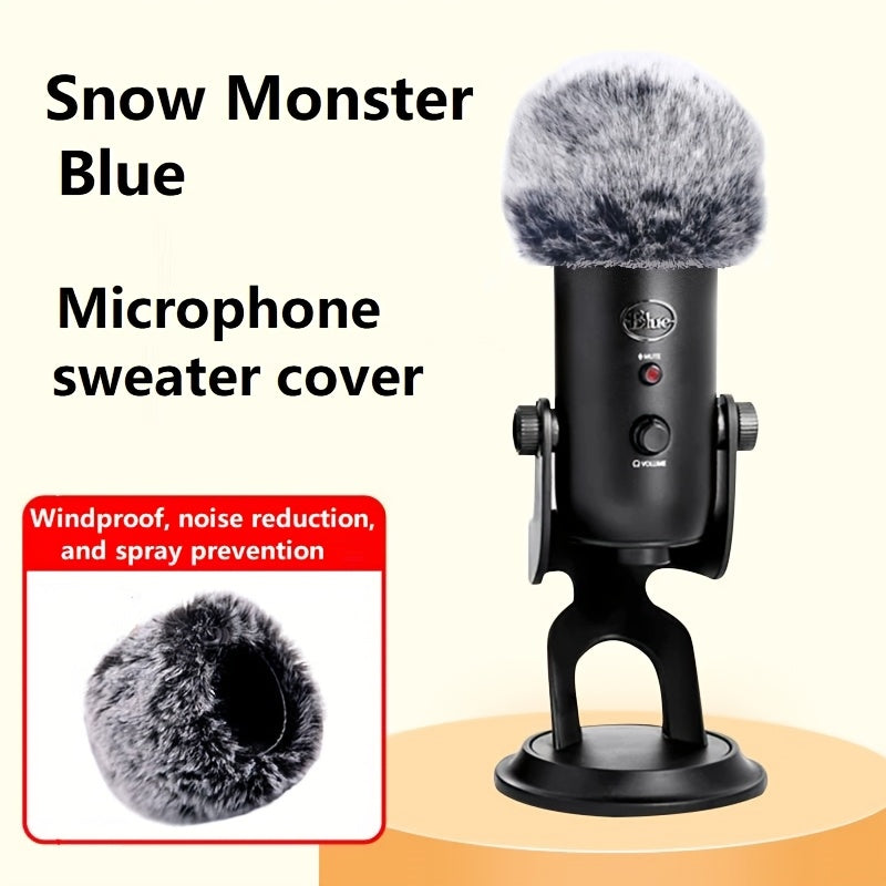 Funda para Micrófono Xuanfengxia Snow Monster Blue Yeti Pro - Lana de Peluche, Esponja a Prueba de Viento y Rocío, Diseño de Bola de Pelo Gris Suave para Reducción de Ruido y Protección contra Rocío, Equipo de Estudio | Funda de Micrófono de Peluche | Fu