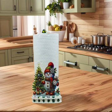 1 unidad de Soporte de toalla de papel de Chef Muñeco de Nieve Festivo - Resina, Montaje de superficie, Ideal para decoración de cocina y baño, con diseño temático de Navidad, Decoraciones de Navidad