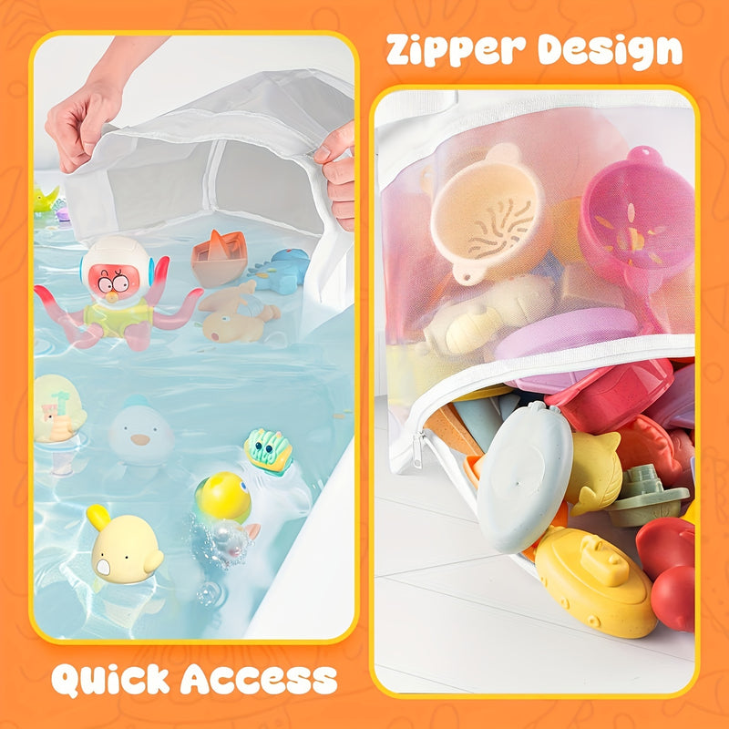 1pc Organizador de Juguetes Multiusos de Estilo Contemporáneo con Cremallera Inferior, Accesorio de Almacenamiento para Juguetes de Ducha de Fácil Acceso, Soporte para Juguetes de Baño