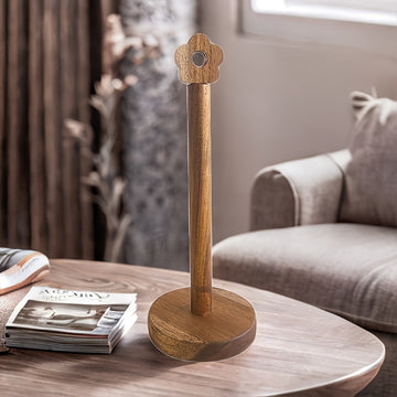 1 unidad de soporte de toalla de papel de cocina de madera rústica, diseño de montaje vertical a ras, soporte de almacenamiento de película sin taladro, organizador de encimera