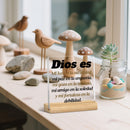 Soporte de madera de acrílico 2D con versículo bíblico en español - Regalo religioso para Navidad, cumpleaños, bautismo - Dios es mi luz en la oscuridad, paz en el dolor - Decoración inspiradora para el hogar y el escritorio