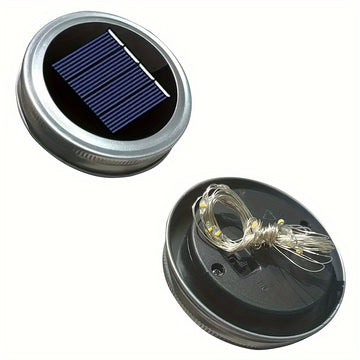 4/6pcs Luces de Hadas LED con Energía Solar, Luces de Cadena con Ganchos para Tapa de Tarro Mason - Ideales para Decoraciones Interiores y Exteriores, Navidad, Fiestas y Ambiente de Fiesta - Batería de Níquel Recargable, No Necesita Control Remoto, Luces