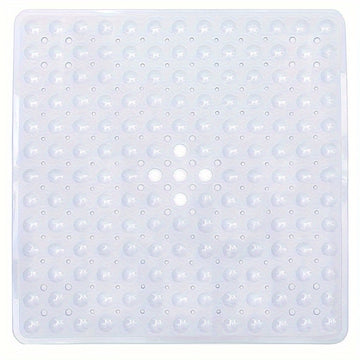Alfombrilla de Baño Cuadrada de 1 pieza, Antideslizante con Orificio de Drenaje y Ventosas de Gran Capacidad de Absorción, Fácil de Limpiar, Lavable en Máquina, 53.34x53.34cm, Alfombra para Ducha, Alfombra para Bañera, Decoración del Hogar