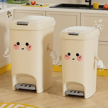 Bote de basura grande con diseño de hoja de corazón, doble apertura y material duradero - Cubo plástico para cocina, baño o dormitorio, decoración divertida y fácil acceso