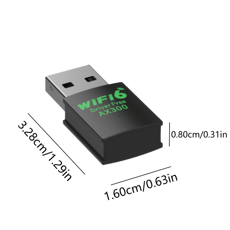 Tarjeta de Red Inalámbrica AX300 WiFi 6 para Escritorio - Adaptador Dual-Band 2.4GHz/5GHz de 300Mbps, Alimentación USB Plug & Play, Compatible con Google Chromebook, Diseño Compacto, Sin Controladores Necesarios, Conexión Rápida, Estable y Portátil, Idea