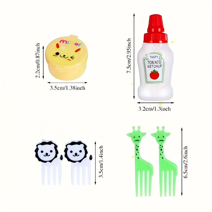 Juego de Bento de 38 Piezas con Botella Mini, Tenedores Estilo Animal Creativos y Tenedores para Postres – Ideal para Cocina Familiar, Picnics, Camping y Fiestas – Incluye Utensilios y Accesorios
