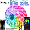 Tira de luces LED RGB inteligente para habitación, 3-100 pies para interiores con control remoto de 44 teclas, sincronización con música, temporizador y control por app, múltiples modos de iluminación para sala de música, sala de estar, Halloween, bodas