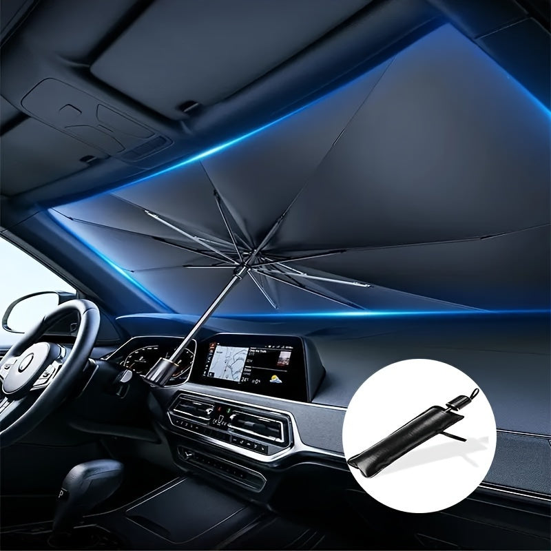 Parasol Plegable para Parabrisas de Automóvil, Protector Solar Anti-UV y Anticalor con Cubierta para Ventana Delantera