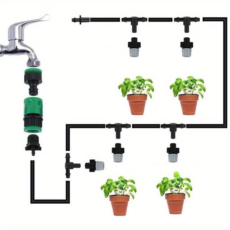 Un juego de herramientas de riego de jardín de plástico duradero de 10 metros con 10 boquillas ajustables - Ideal para el cuidado del césped y el riego agrícola, fácil de instalar, no requiere baterías, regadera para césped.