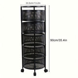 1 pieza de acero al carbono, estante de almacenamiento de cocina giratorio de capas múltiples - Diseño duradero y ahorrador de espacio con 4 niveles, ideal para la organización del hogar, almacenamiento de cocina | Estante de cocina moderno | Utensilios