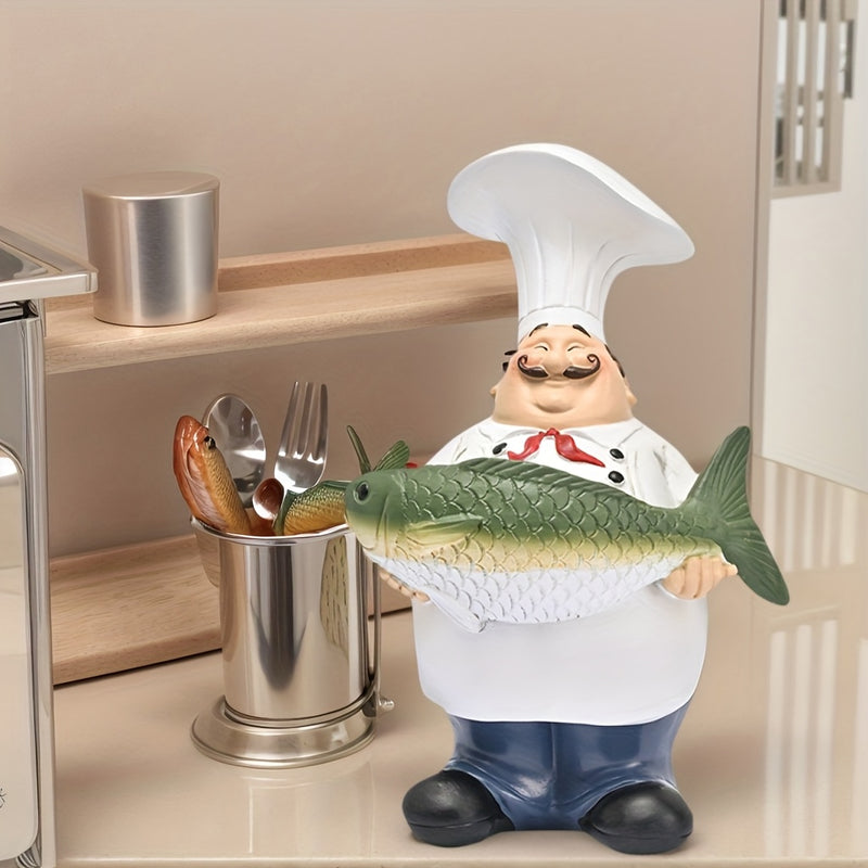 1pc Estatua de Chef al Estilo Europeo, Decoración para Cocina y Comedor, Adorno para Hogar o Dormitorio, Recuerdo de Jubilación