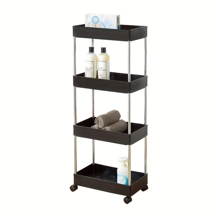 1 unidad de estante de almacenamiento de múltiples capas de 3 niveles / 4 niveles, carrito de utilidad para el hogar, caja y estante organizador de bocadillos, organizador de baño con ruedas, estante de especias de cocina, organización y almacenamiento p