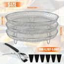 Juego de 10 Piezas de Estante Elevado para Deshidratador de Acero Inoxidable con Pinzas, Accesorios Apilables Reutilizables para Freidoras de Aire Redondos de 4.2QT-5.8QT, Accesorios Lavables para Hornear en la Air Fryer