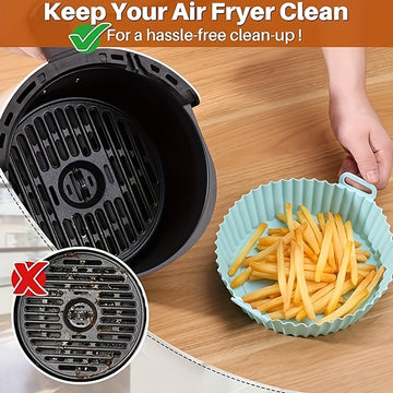 Revestimiento de silicona antiadherente de grado alimenticio redondo para freidor de aire - Ideal para cocina hogareña, picnic al aire libre y comedor de RV - Compatible con todos los modelos de freidor de aire, accesorios para freidor de aire