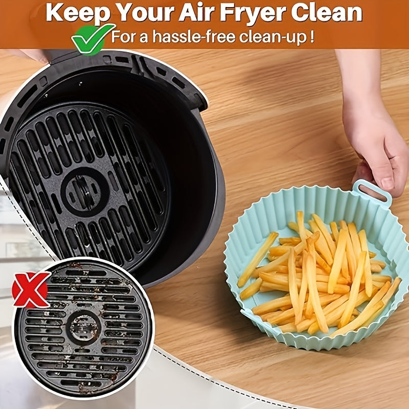 Revestimiento de silicona antiadherente de grado alimenticio redondo para freidor de aire - Ideal para cocina hogareña, picnic al aire libre y comedor de RV - Compatible con todos los modelos de freidor de aire, accesorios para freidor de aire