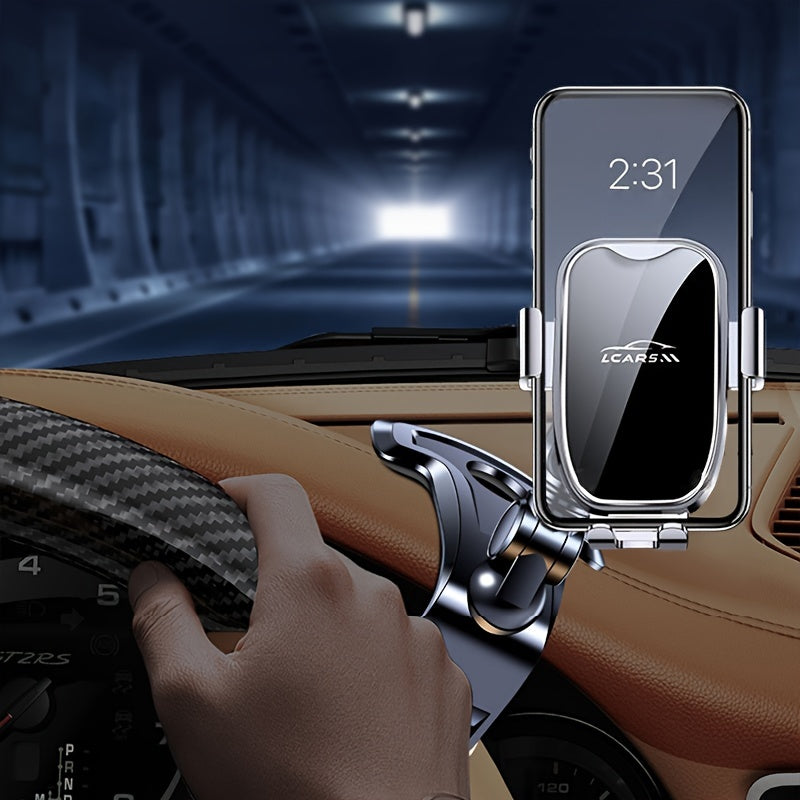 Soporte de teléfono para tablero de mandos de coche, montaje de coche ajustable de 360° para teléfonos inteligentes, pinza de aleación de aluminio con rotación de múltiples ángulos y sacudida estable, adecuado para todos los teléfonos inteligentes.