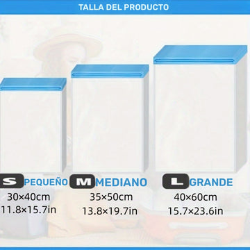 Bolsas de ahorro de espacio de 4 paquetes, bolsas de almacenamiento de compresión al vacío sin bomba, organizador de viaje enrollable, bolsas de plástico multiusos con cremallera para empacar ropa, equipaje, mochilas - Forma rectangular, uso sin electric