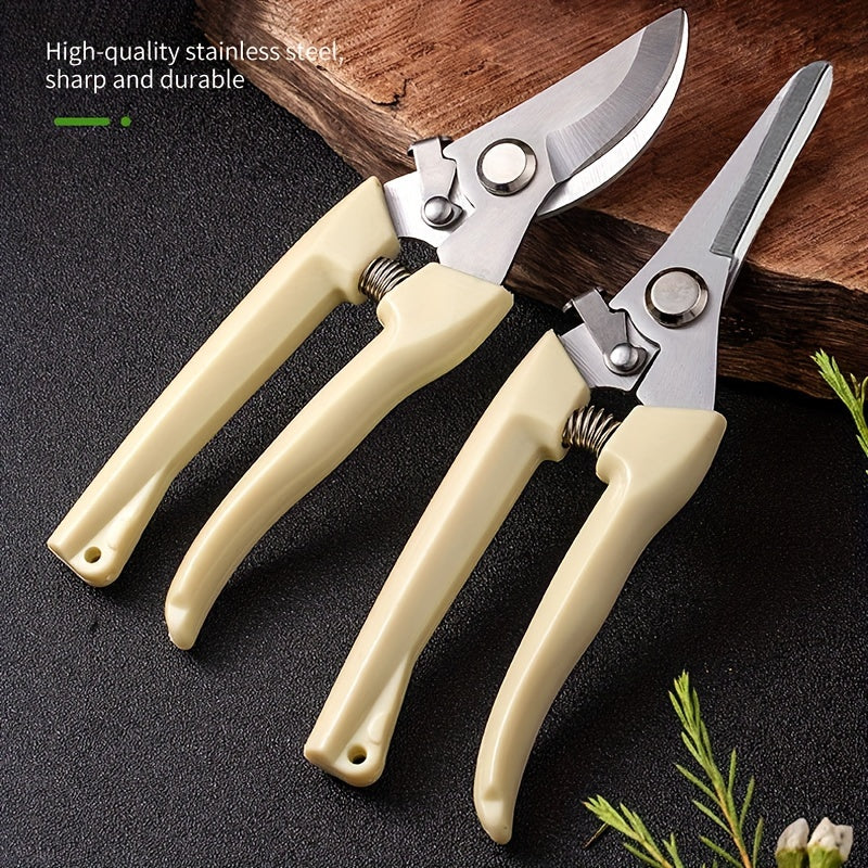 1 Pieza, Tijeras De Jardín De Acero Inoxidable, Reparación De Ramas De Flores, Recolección De Frutas, Plantas De Jardinería, Tijeras De Cabeza Recta Y Codo Cómodas, De Uso Múltiple Que Ahorran Trabajo