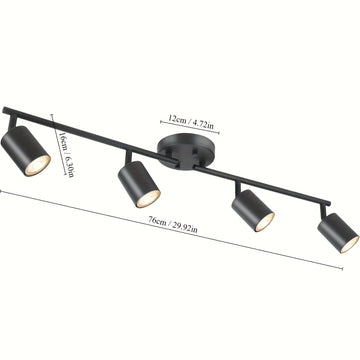 Iluminación de Carril, Luces LED Giratorias de 4 Luces para Cocina Moderna, Apliques Semiflatos para Comedor/Pasillo/Oficina (Enchufe GU10, Bombilla No Incluida)