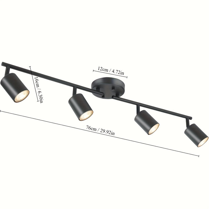 Iluminación de Carril, Luces LED Giratorias de 4 Luces para Cocina Moderna, Apliques Semiflatos para Comedor/Pasillo/Oficina (Enchufe GU10, Bombilla No Incluida)